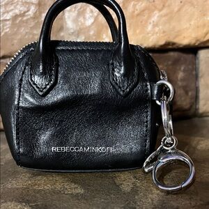 Rebecca Minkoff Black Leather Keychain- Mini